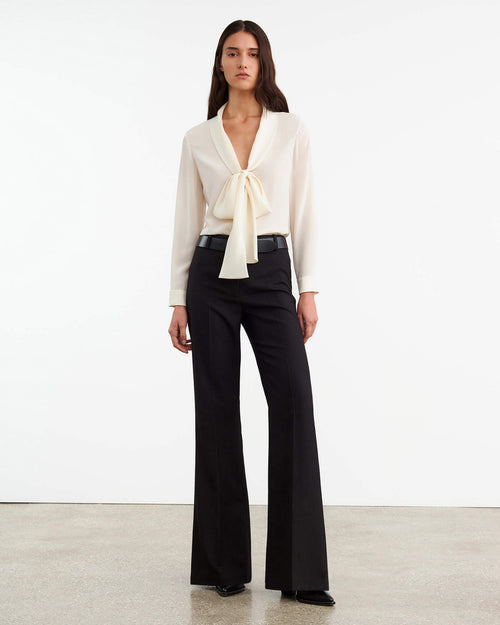 EFFY WOOL PANT IN BLACK PINSTRIPE