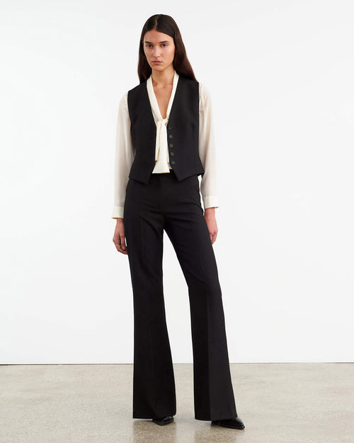 ANGELINA VEST IN BLACK PINSTRIPE