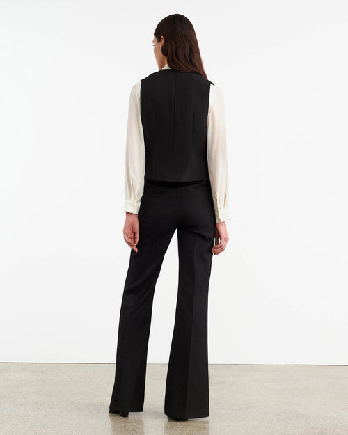 ANGELINA VEST IN BLACK PINSTRIPE