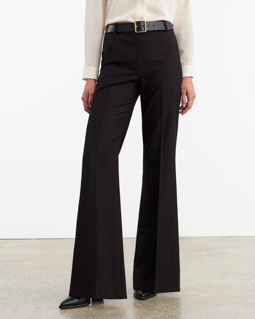 EFFY WOOL PANT IN BLACK PINSTRIPE