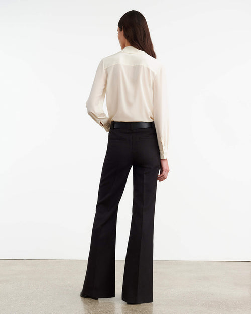EFFY WOOL PANT IN BLACK PINSTRIPE