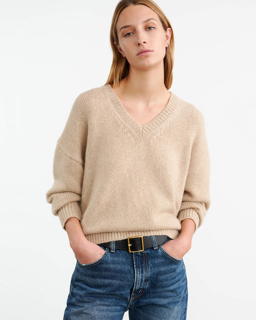 SHAGAN CASHMERE SWEATER IN PARCHMENT