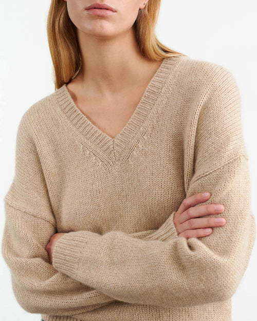 SHAGAN CASHMERE SWEATER IN PARCHMENT
