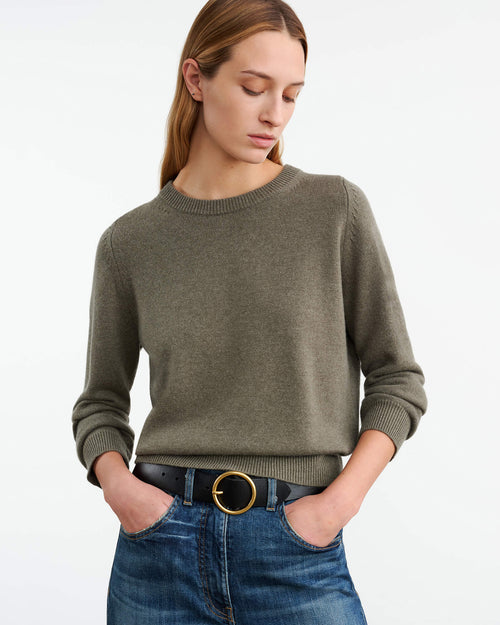NORA CASHMERE SWEATER IN LIGHT ARMY GREEN