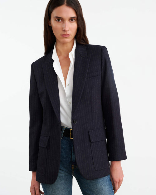 BRITTAN BLAZER IN MIDNIGHT PINSTRIPES