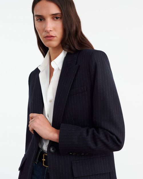 BRITTAN BLAZER IN MIDNIGHT PINSTRIPES