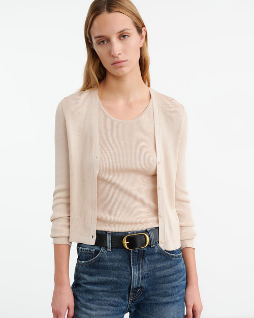 NARI SILK CARDIGAN IN LIGHT BLUSH
