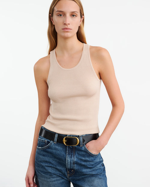 LOTTIE SILK KNIT TANK IN LIGHT BLUSH