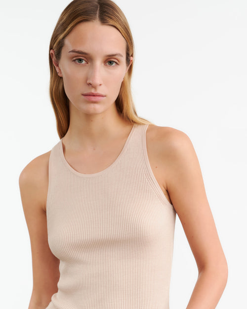 LOTTIE SILK KNIT TANK IN LIGHT BLUSH