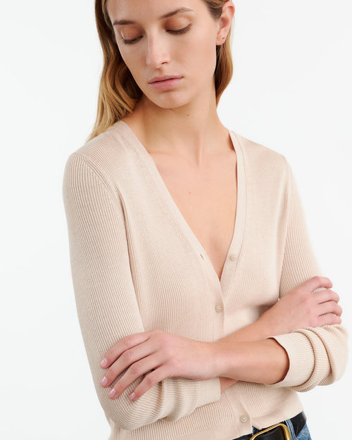 NARI SILK CARDIGAN IN LIGHT BLUSH