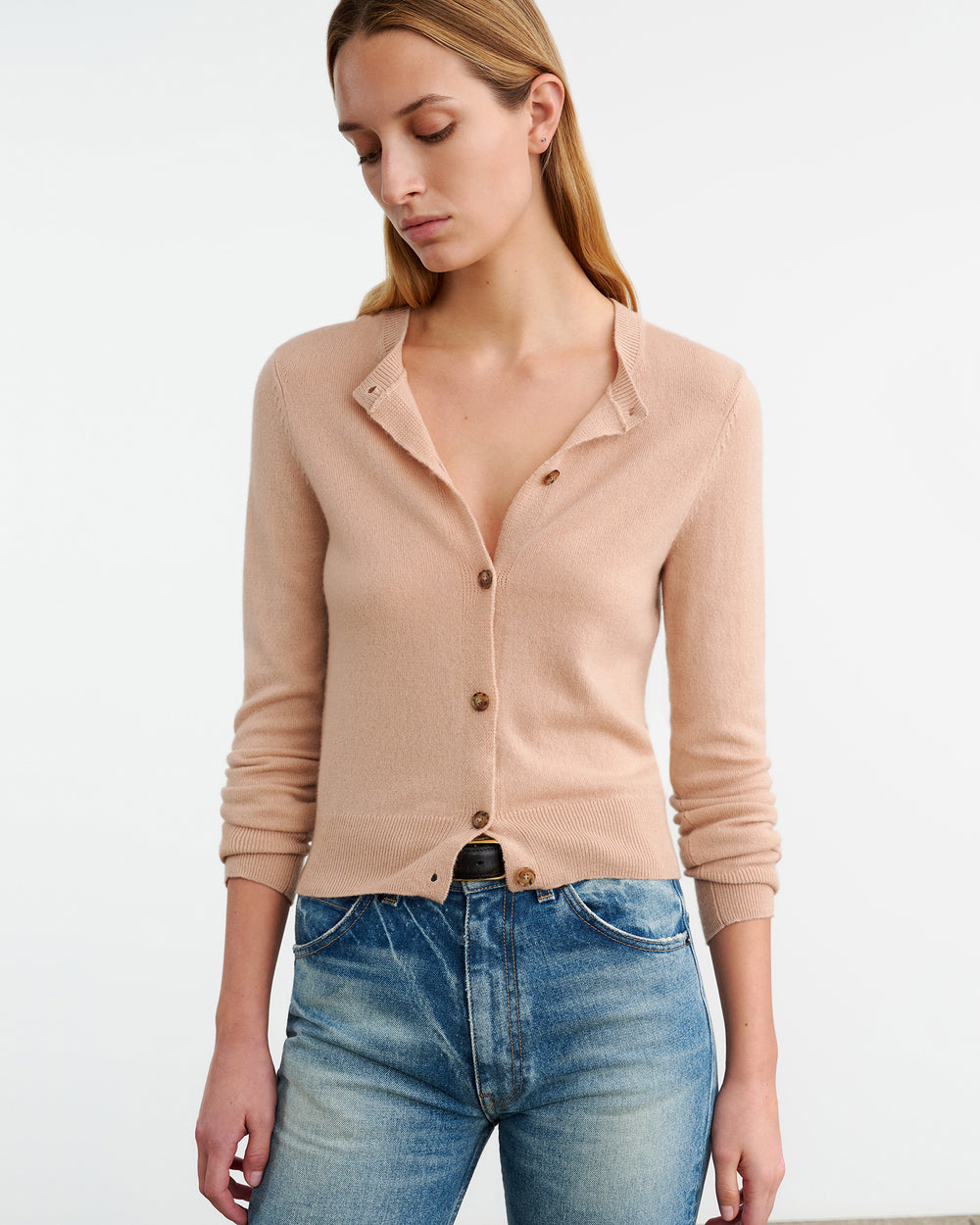 MARCH CASHMERE CARDIGAN IN BLUSH