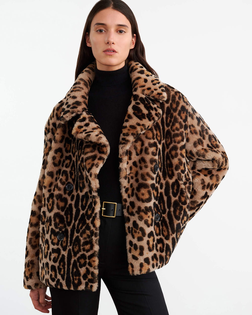 CLEOPHEE SHEARLING COAT IN LEOPARD PRINT