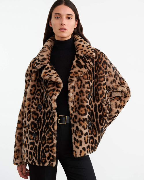 CLEOPHEE SHEARLING COAT IN LEOPARD PRINT