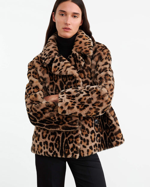 CLEOPHEE SHEARLING COAT IN LEOPARD PRINT