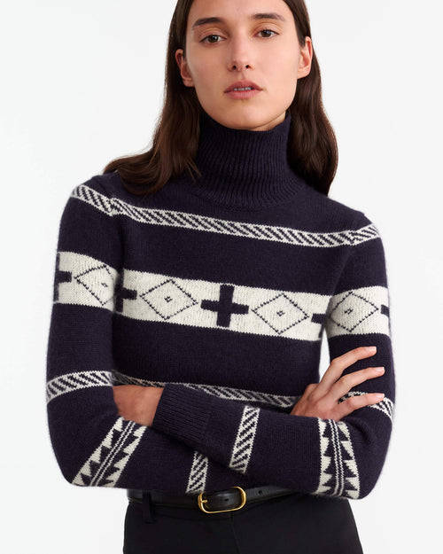 KEZIAH SWEATER IN DARK NAVY/IVORY
