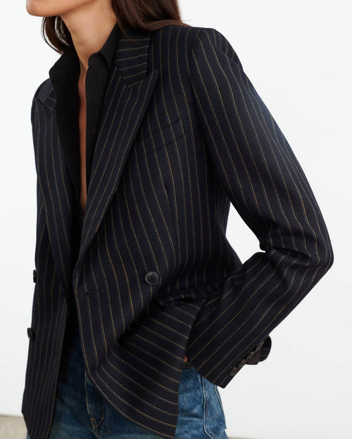 VEDA JACKET IN NIGHTFALL PINSTRIPES