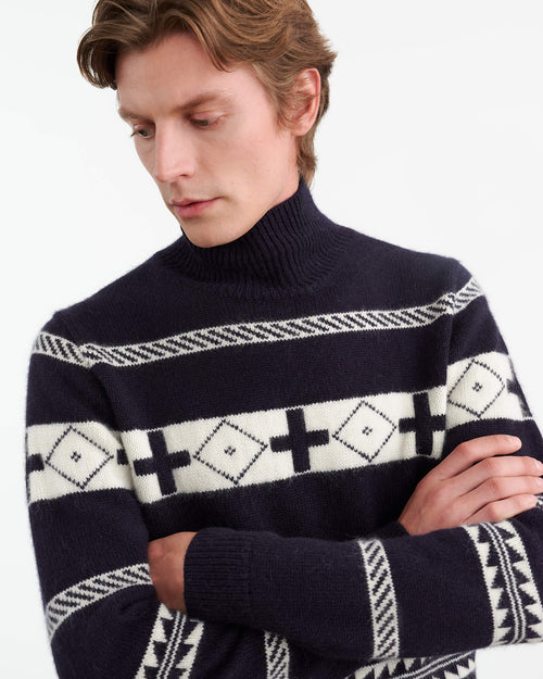 CLARENCE SWEATER IN NAVY/IVORY