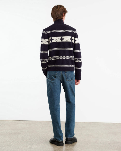 CLARENCE SWEATER IN NAVY/IVORY