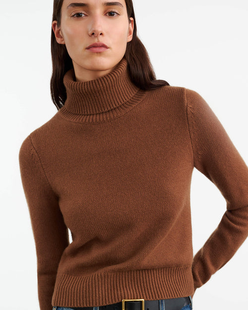 HOLLYN CASHMERE TURTLENECK SWEATER IN COFFEE