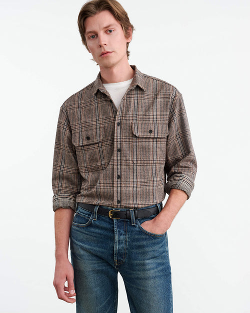 EVANDER SHIRT IN SAND PLAID