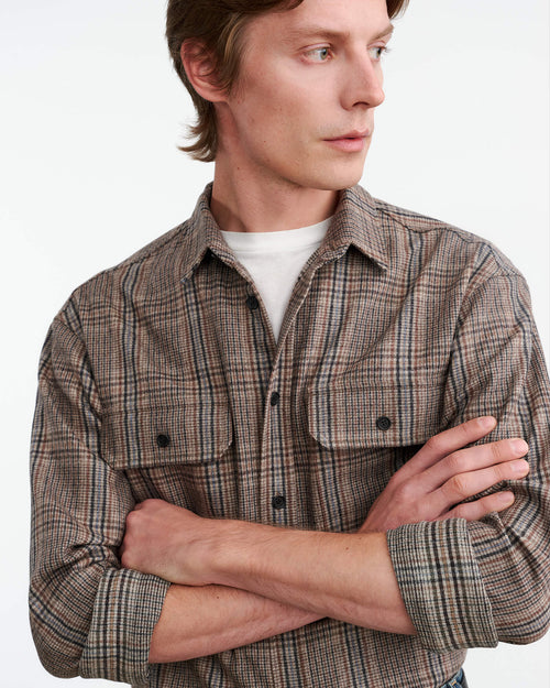 EVANDER SHIRT IN SAND PLAID