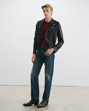 PIERRE T-SHIRT IN BLACK/ RED STRIPE