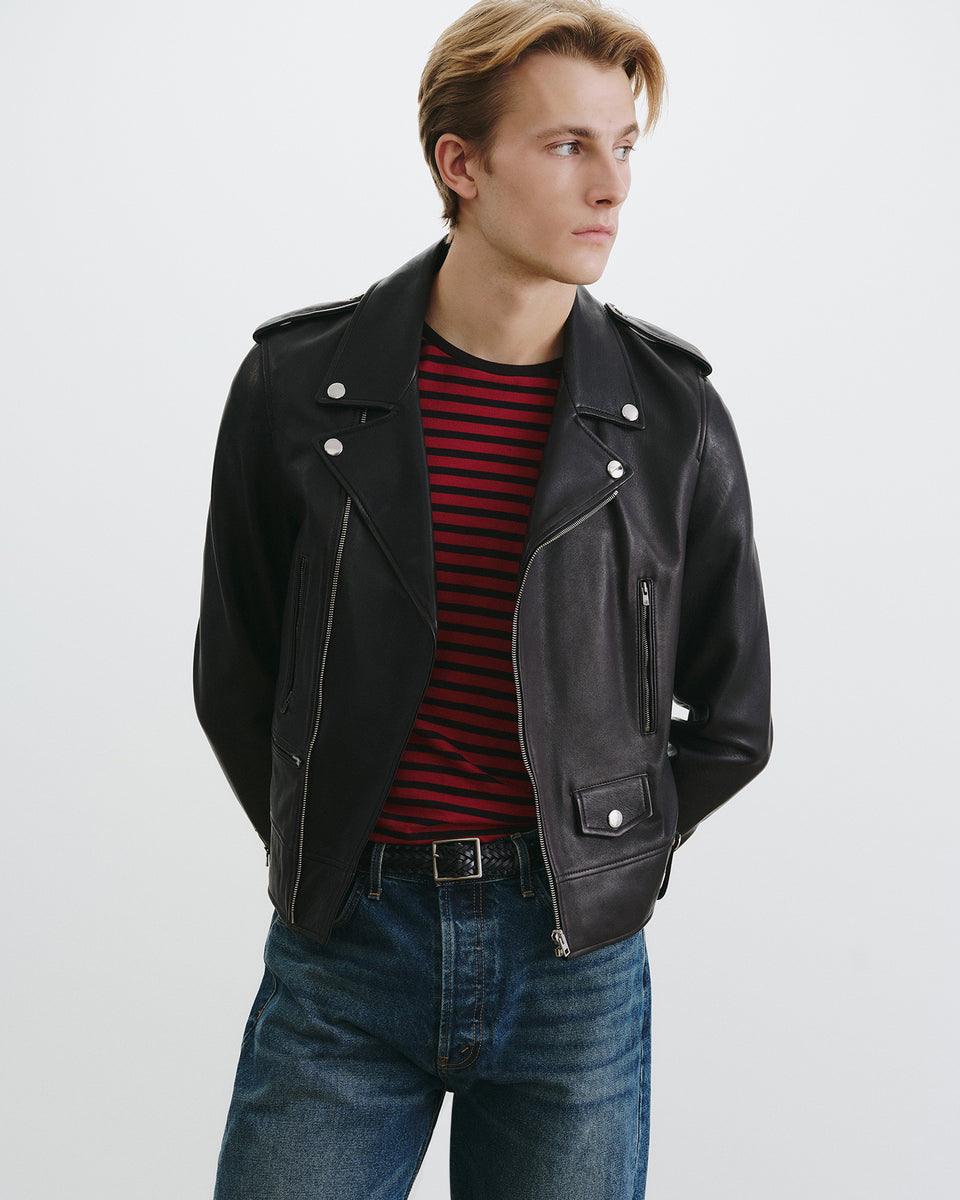 PIERRE T-SHIRT IN BLACK/ RED STRIPE