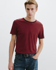 PIERRE T-SHIRT IN BLACK/ RED STRIPE