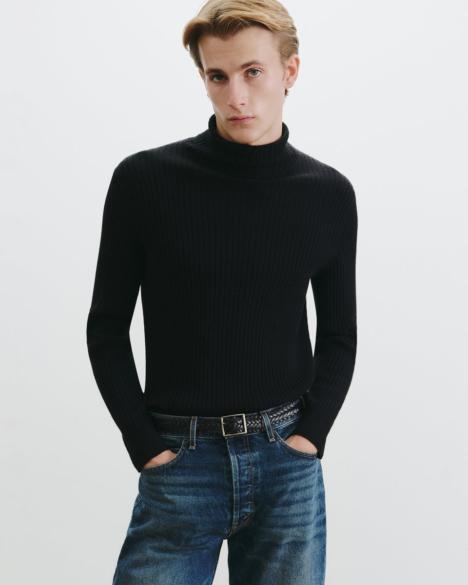 COLE CASHMERE TURTLENECK SWEATER IN BLACK