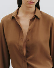 GAIA SILK SHIRT IN COGNAC