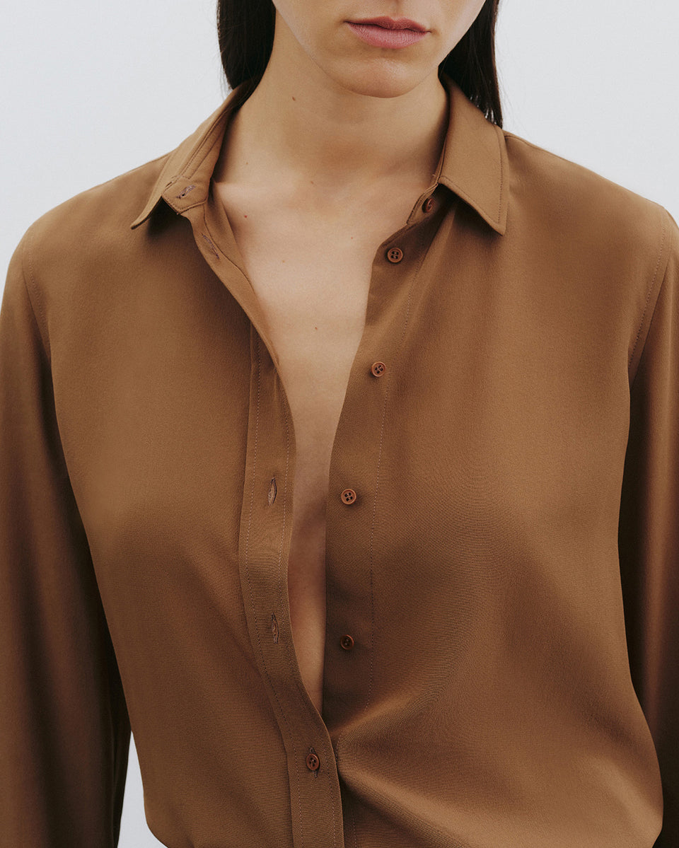GAIA SILK SHIRT IN COGNAC