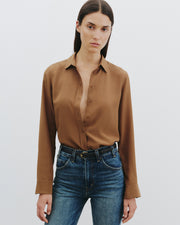 GAIA SILK SHIRT IN COGNAC
