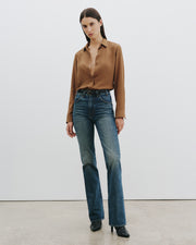 GAIA SILK SHIRT IN COGNAC