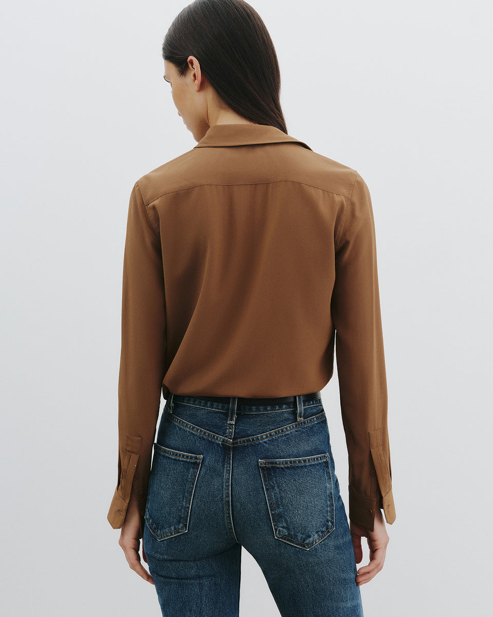 GAIA SILK SHIRT IN COGNAC