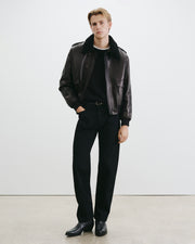 DAYMON LEATHER JACKET IN BLACK