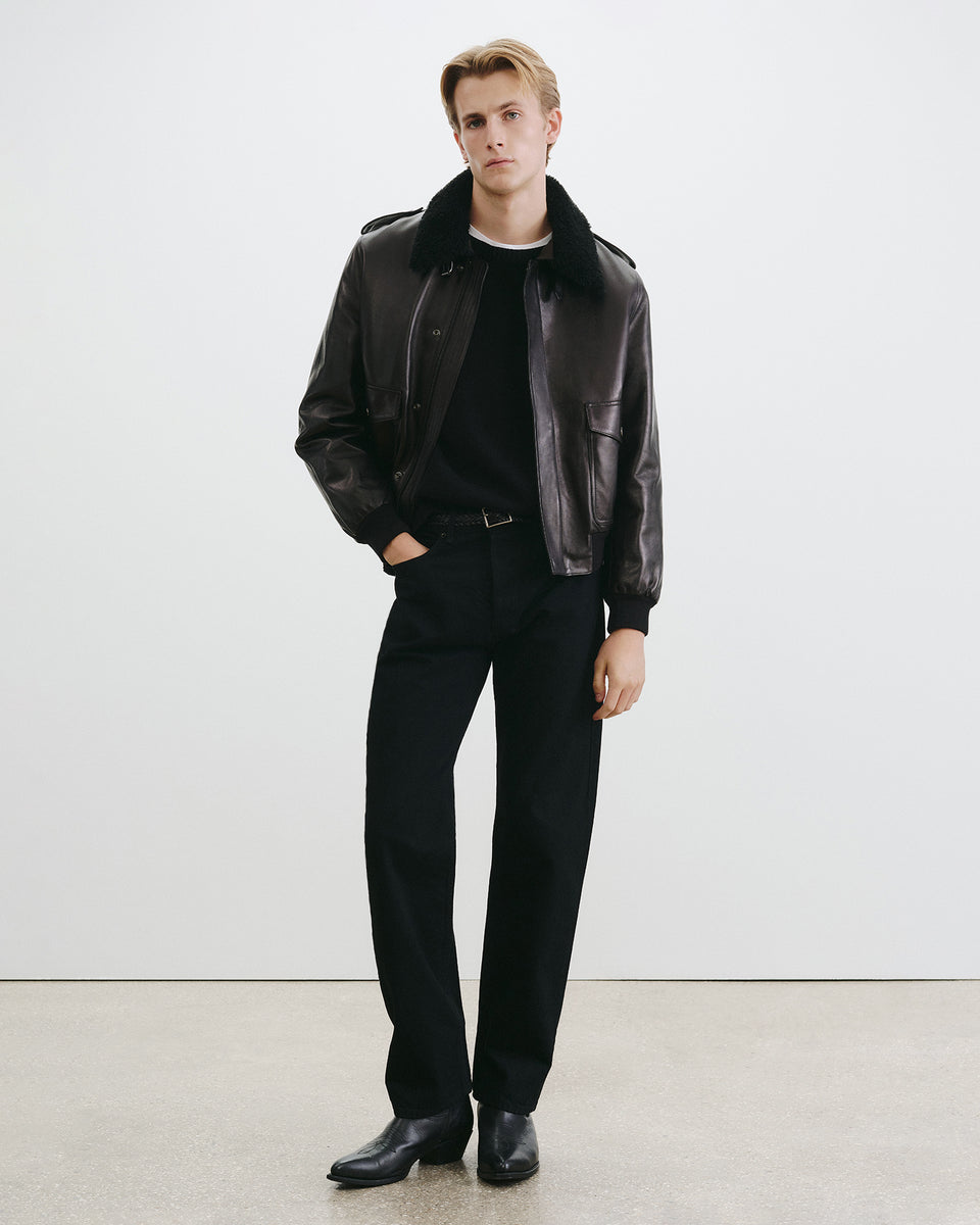 DAYMON LEATHER JACKET IN BLACK