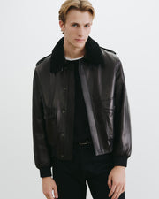 DAYMON LEATHER JACKET IN BLACK