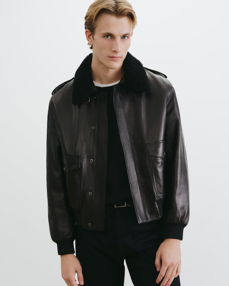 DAYMON LEATHER JACKET IN BLACK