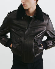 DAYMON LEATHER JACKET IN BLACK
