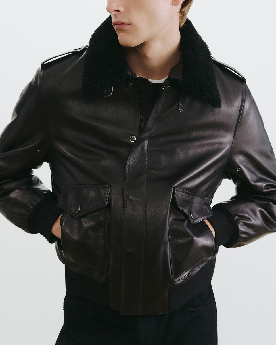 DAYMON LEATHER JACKET IN BLACK