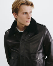 DAYMON LEATHER JACKET IN BLACK