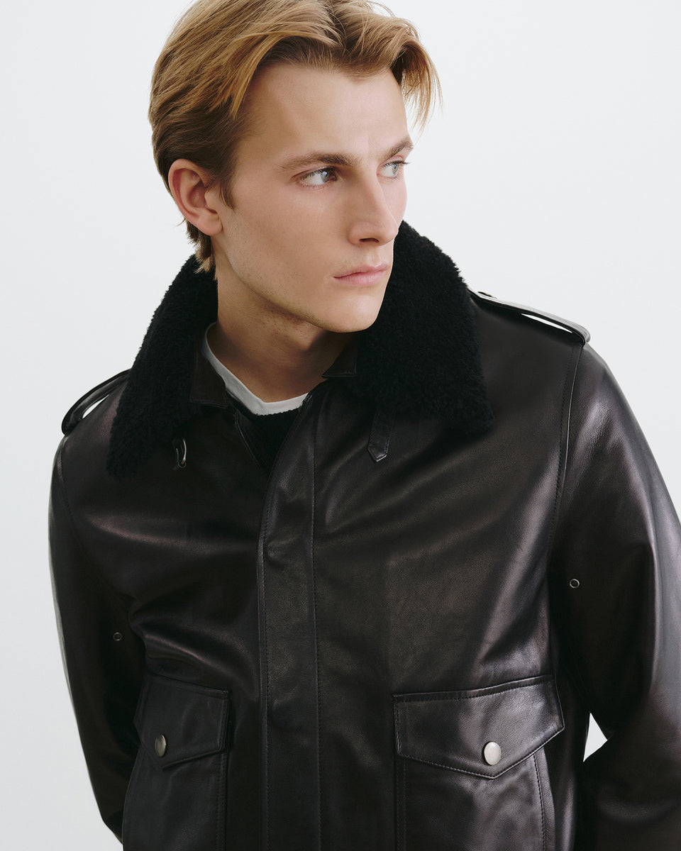 DAYMON LEATHER JACKET IN BLACK
