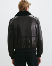 DAYMON LEATHER JACKET IN BLACK