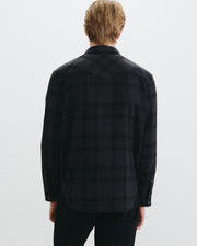 TRAVIS CASHMERE BUTTON UP IN ANTHRACITE TARTAN