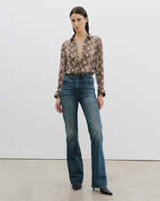 GAIA SILK SHIRT IN STONE/BROWN SNAKE PRINT