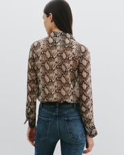 GAIA SILK SHIRT IN STONE/BROWN SNAKE PRINT