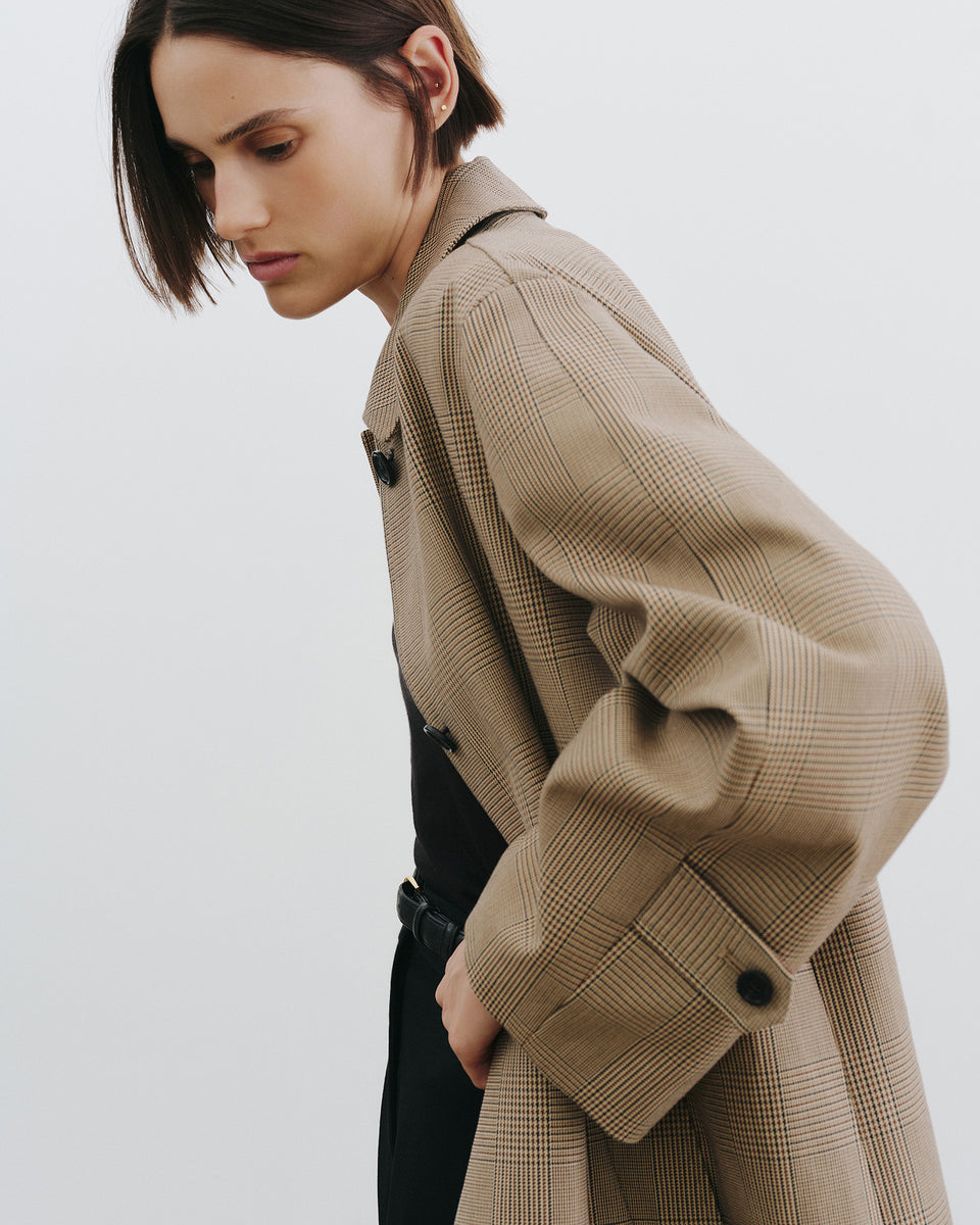 WATSON DUSTER COAT IN BEIGE CHECK