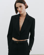 BELINO CROPPED WOOL JACKET IN BLACK