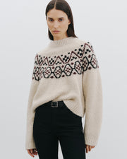 CHRISSY CASHMERE SWEATER IN BEIGE MELANGE FAIR ISLE