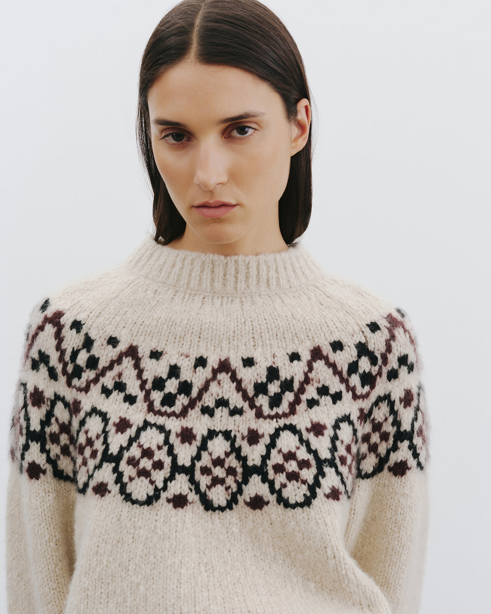 CHRISSY CASHMERE SWEATER IN BEIGE MELANGE FAIR ISLE
